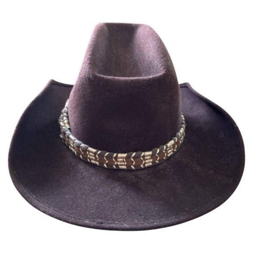 Miller Brothers Western Wear Size 7 1/8 Feathered Brown Wool Cowboy Hat - Picture 7 of 12